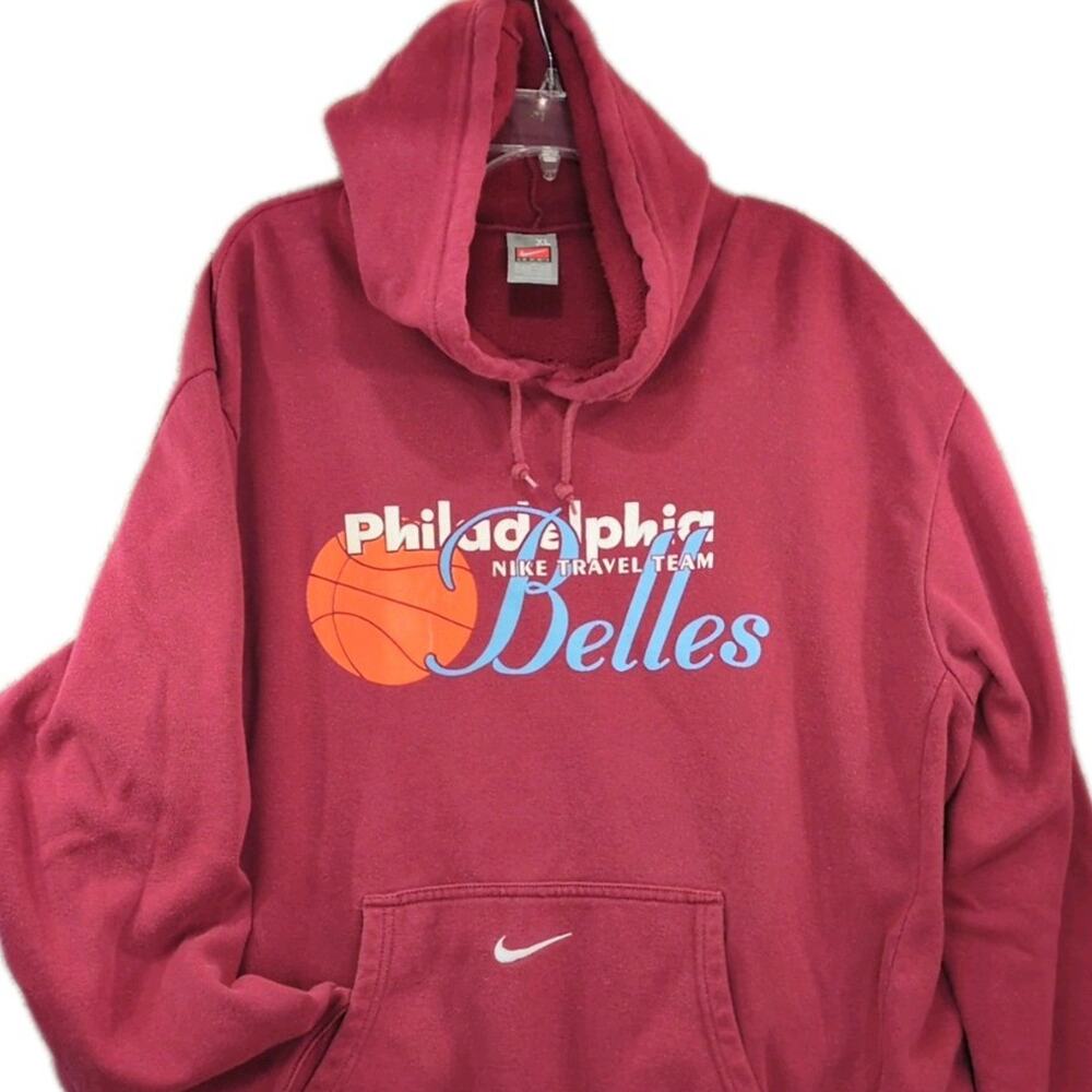 Nike Philadelphia Belles Men’s Hoodie XL Maroon Red Basketball Sweatshirt Swoosh